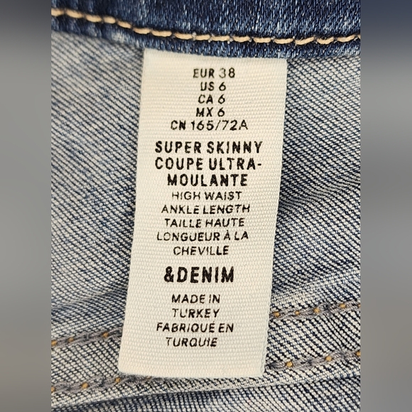 H&M &DENIM Super Skinny High Waist Ankle Distressed Jeans - Picture 6 of 7